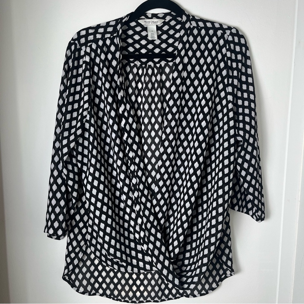 Women’s White House Black Market Twist Front Wrap Pullover Top Career Size 12
